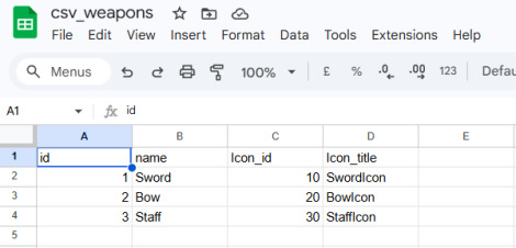 Result of exporting Unreal DataAssets to CSV.