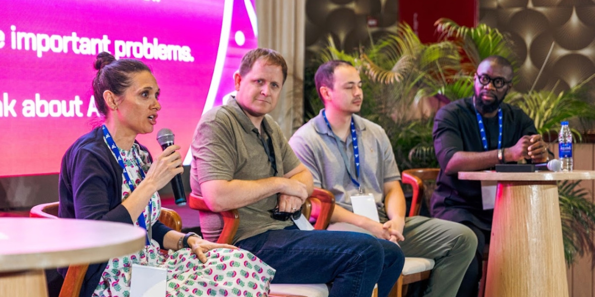 Maria speaking at a panel session - Lagos Games Week 2026