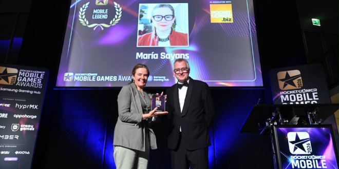 Ustwo Games chair María Sayans wins Mobile Legend at the Pocket Gamer Mobile Games Awards 2026