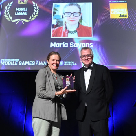 Ustwo Games chair María Sayans wins Mobile Legend at the Pocket Gamer Mobile Games Awards 2026